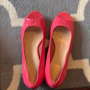 Cole Haan hot pink peep toe wedges (Nike air)